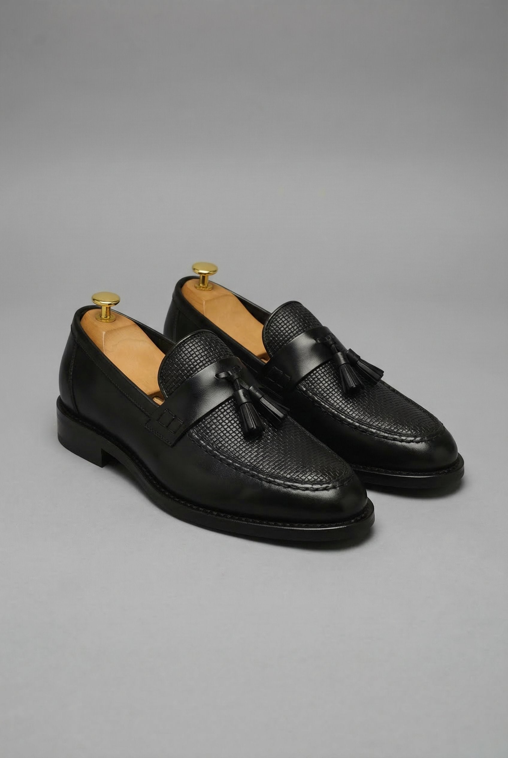 Milan | Heren Zwart Gevlochten Tassel Slip-On Loafers