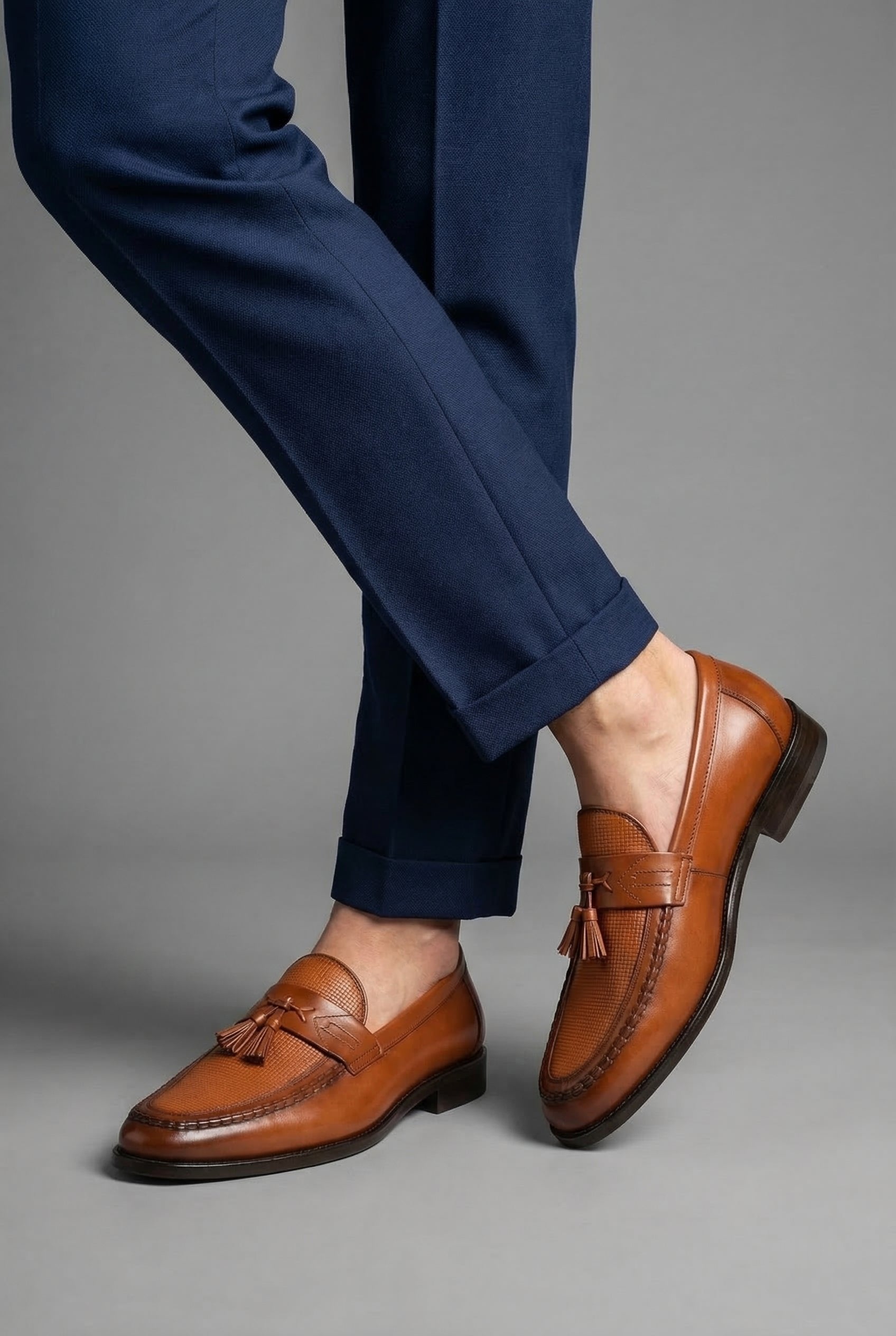 Milan | Heren Zwart Gevlochten Tassel Slip-On Loafers