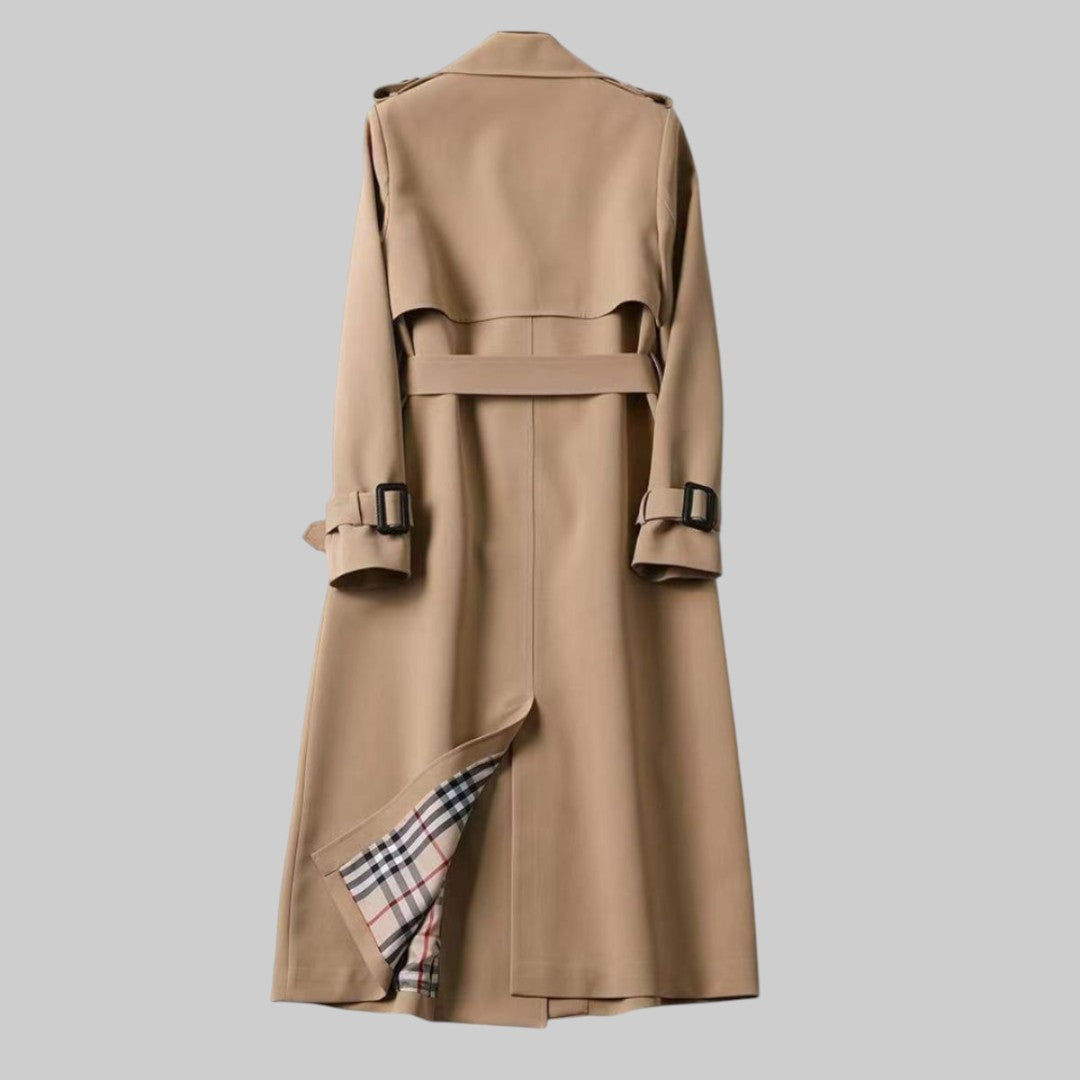 Esme | Dames Lange Trenchcoat Met Riem En Dubbele Knoopsluiting