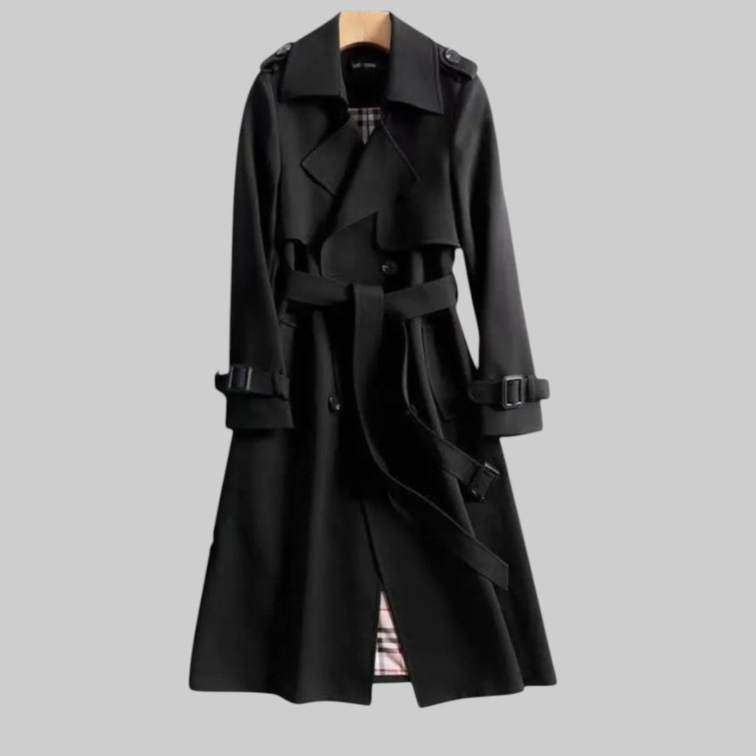Esme | Dames Lange Trenchcoat Met Riem En Dubbele Knoopsluiting