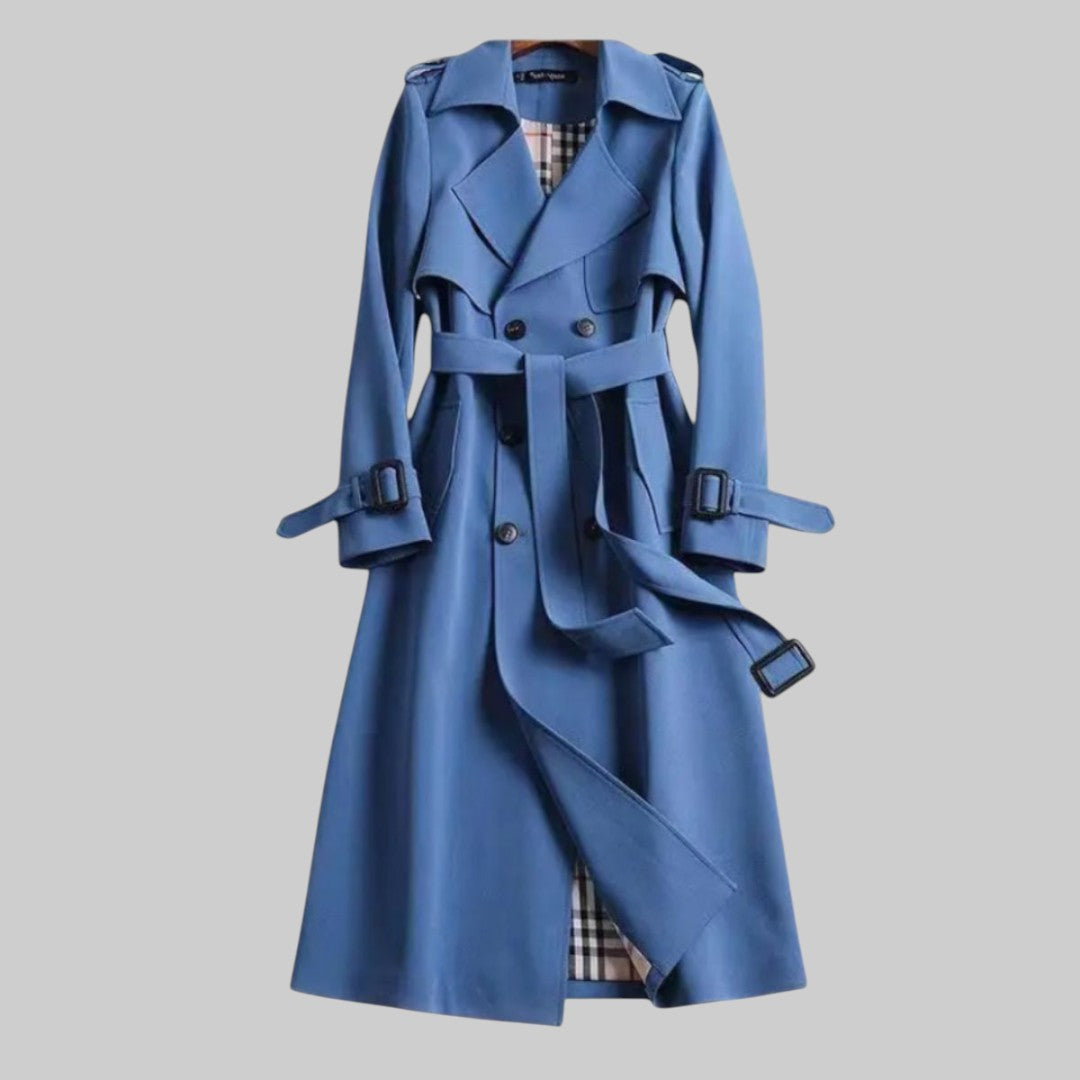 Esme | Dames Lange Trenchcoat Met Riem En Dubbele Knoopsluiting