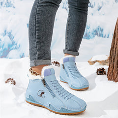 Olivia | Léa | Dames Gevoerde Winterse Ankle Boots Brede Neus Rits