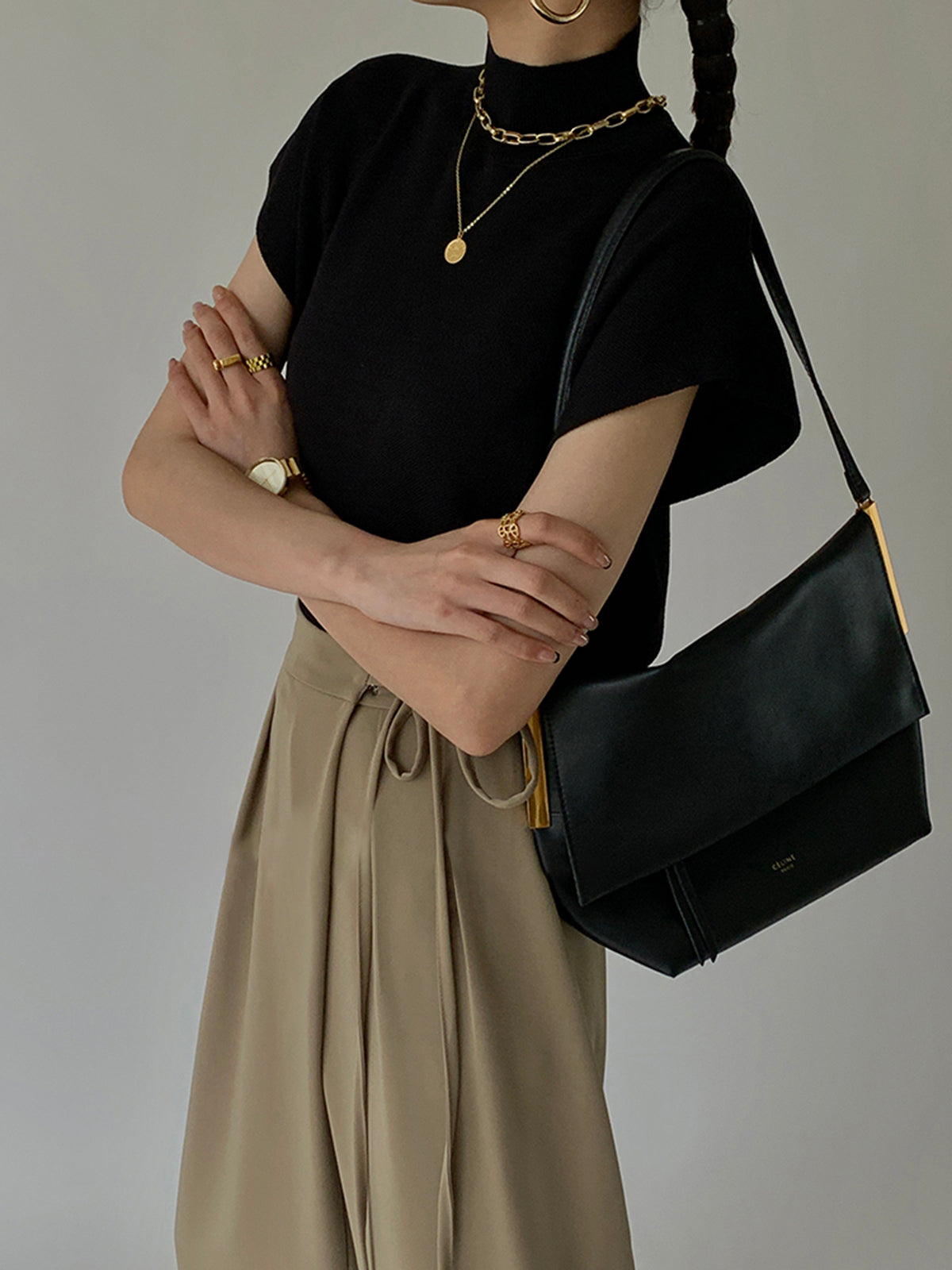 Nora | Dames Casual Top Met Mock Neck En Korte Mouwen