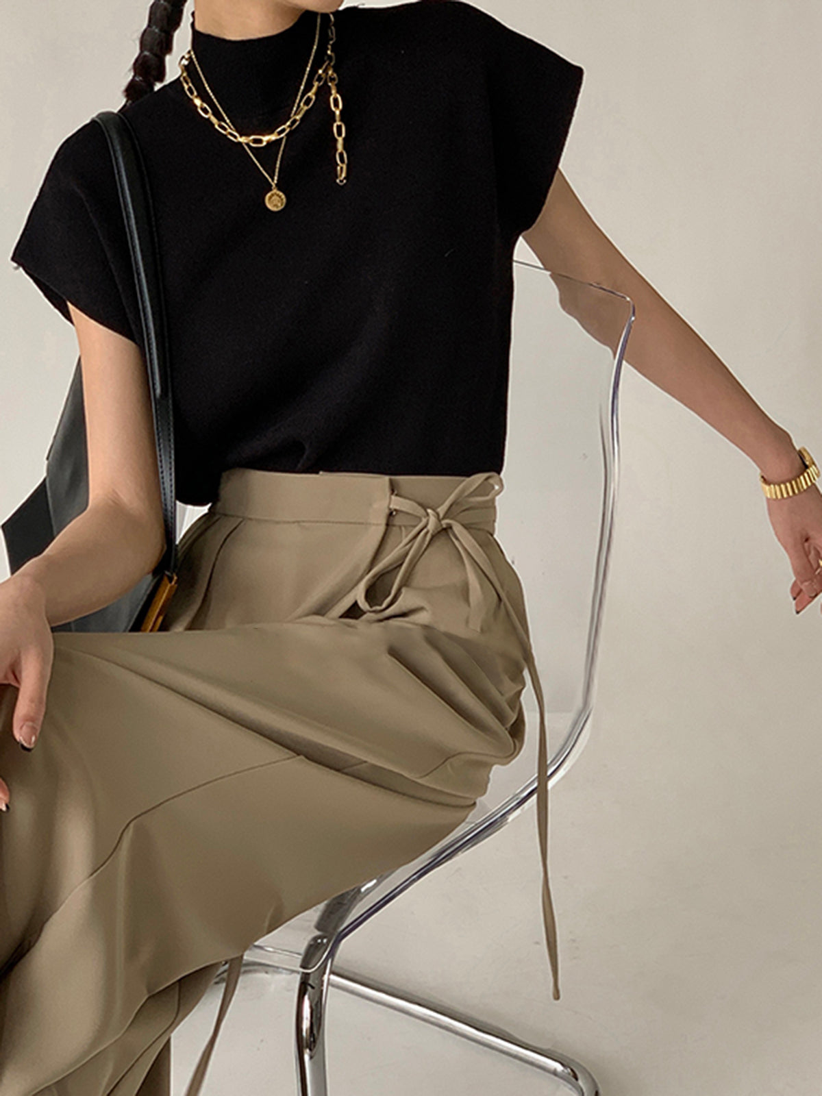 Nora | Dames Casual Top Met Mock Neck En Korte Mouwen
