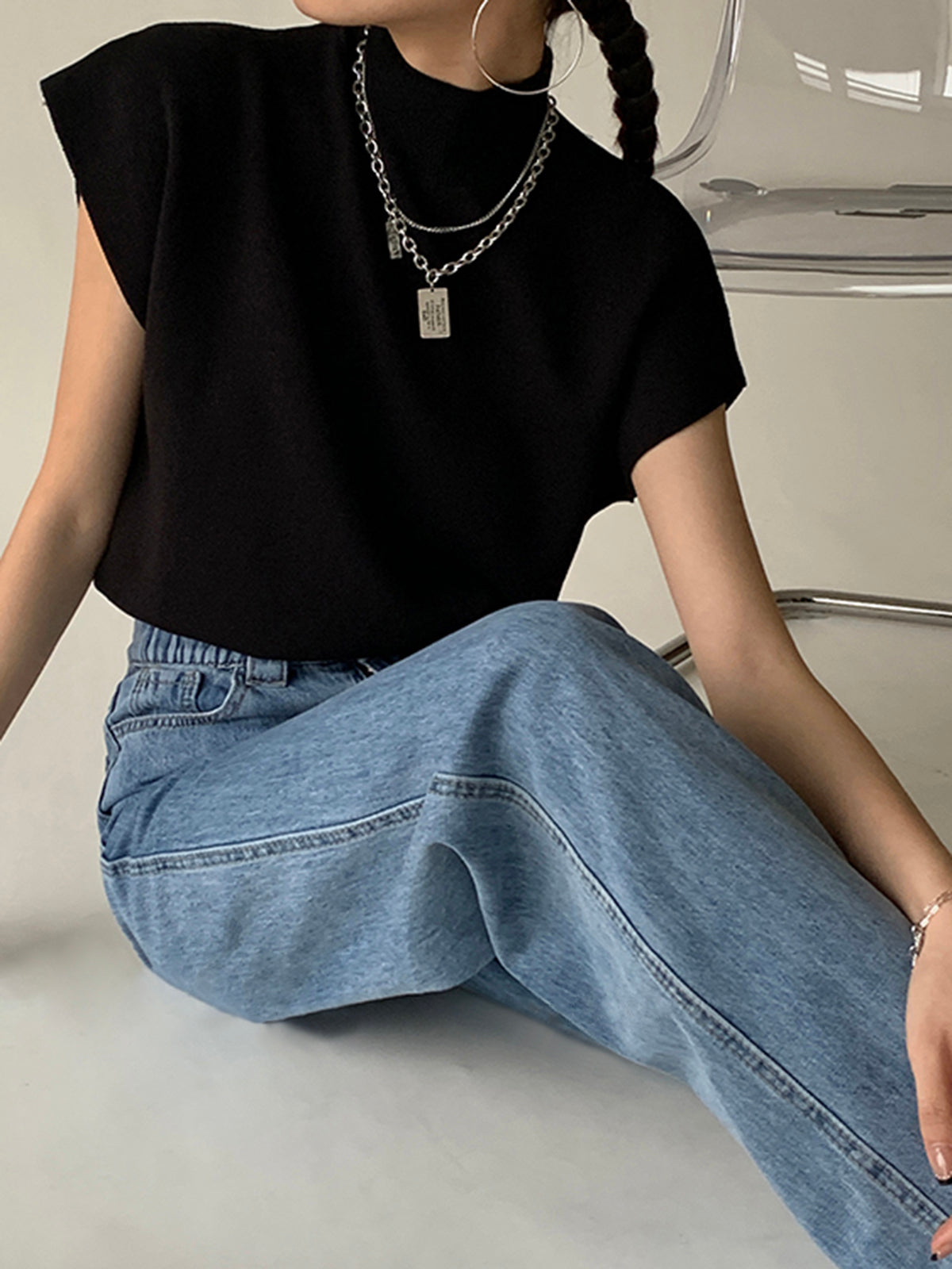 Nora | Dames Casual Top Met Mock Neck En Korte Mouwen