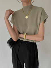 Nora | Dames Casual Top Met Mock Neck En Korte Mouwen