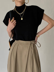 Nora | Dames Casual Top Met Mock Neck En Korte Mouwen