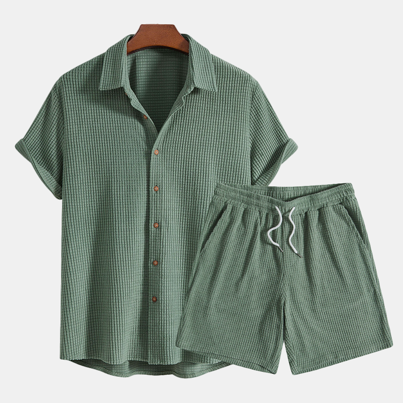 Quentin | Heren Tweedelige Casual Set Met Overhemd En Shorts