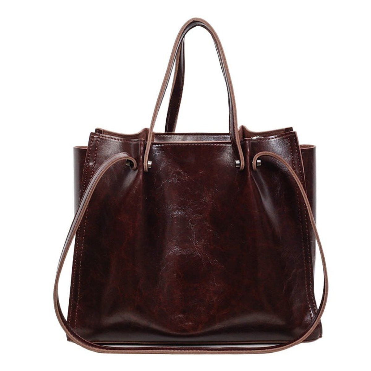 Eva | Minimalistische Vegan Leren Ruime Tote Bag