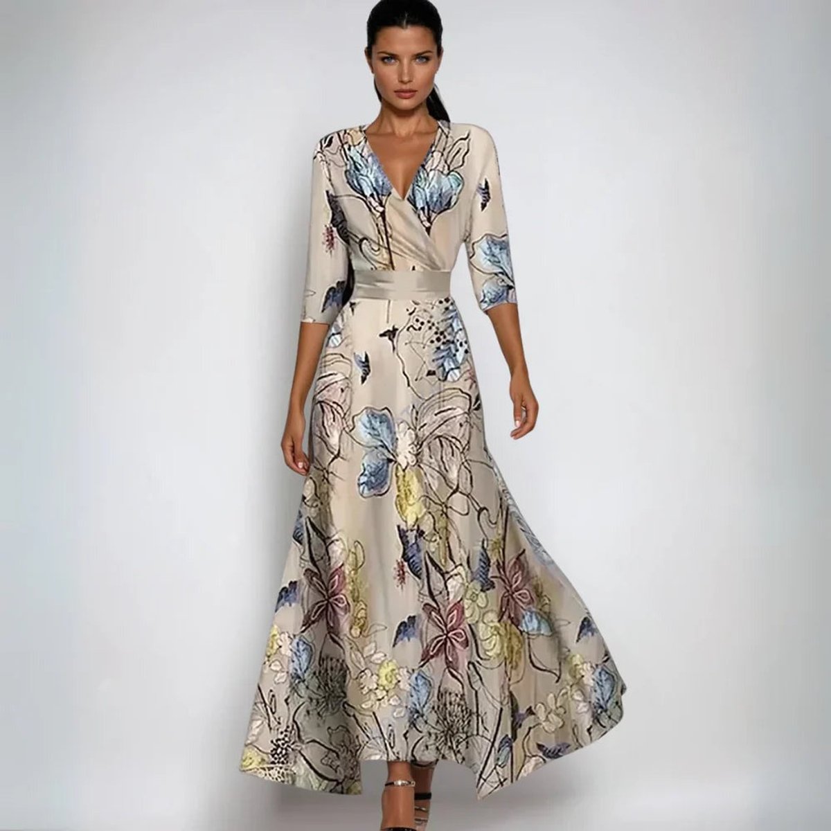 Mila | Moeder van de bruid jurk bloemenprint wikkel maxi-jurk