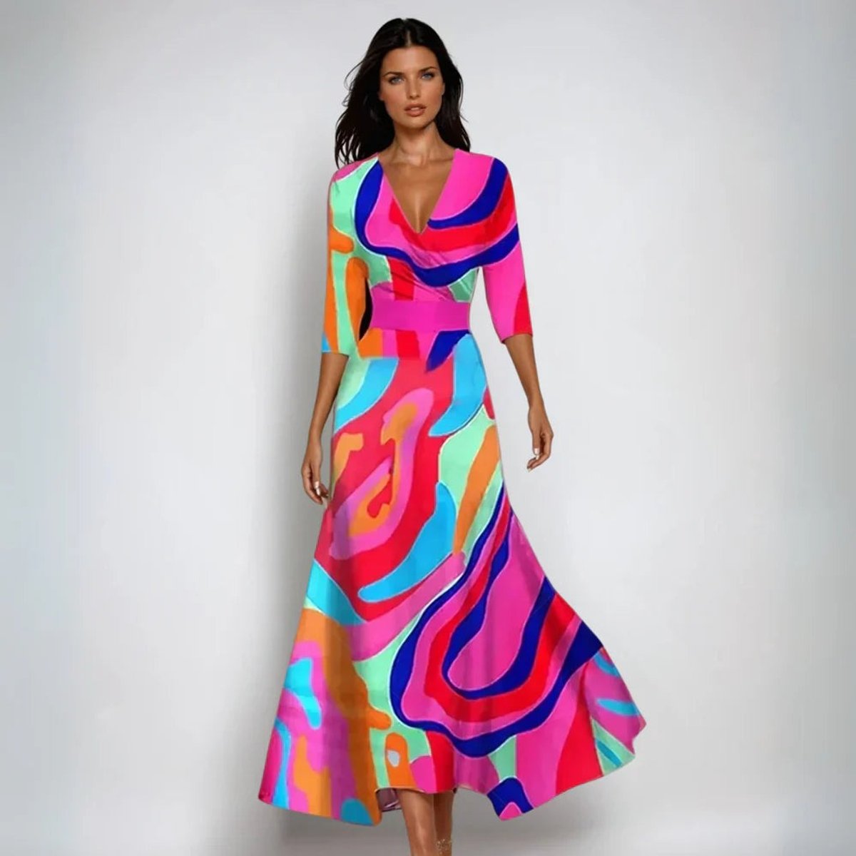 Mila | Moeder van de bruid jurk bloemenprint wikkel maxi-jurk