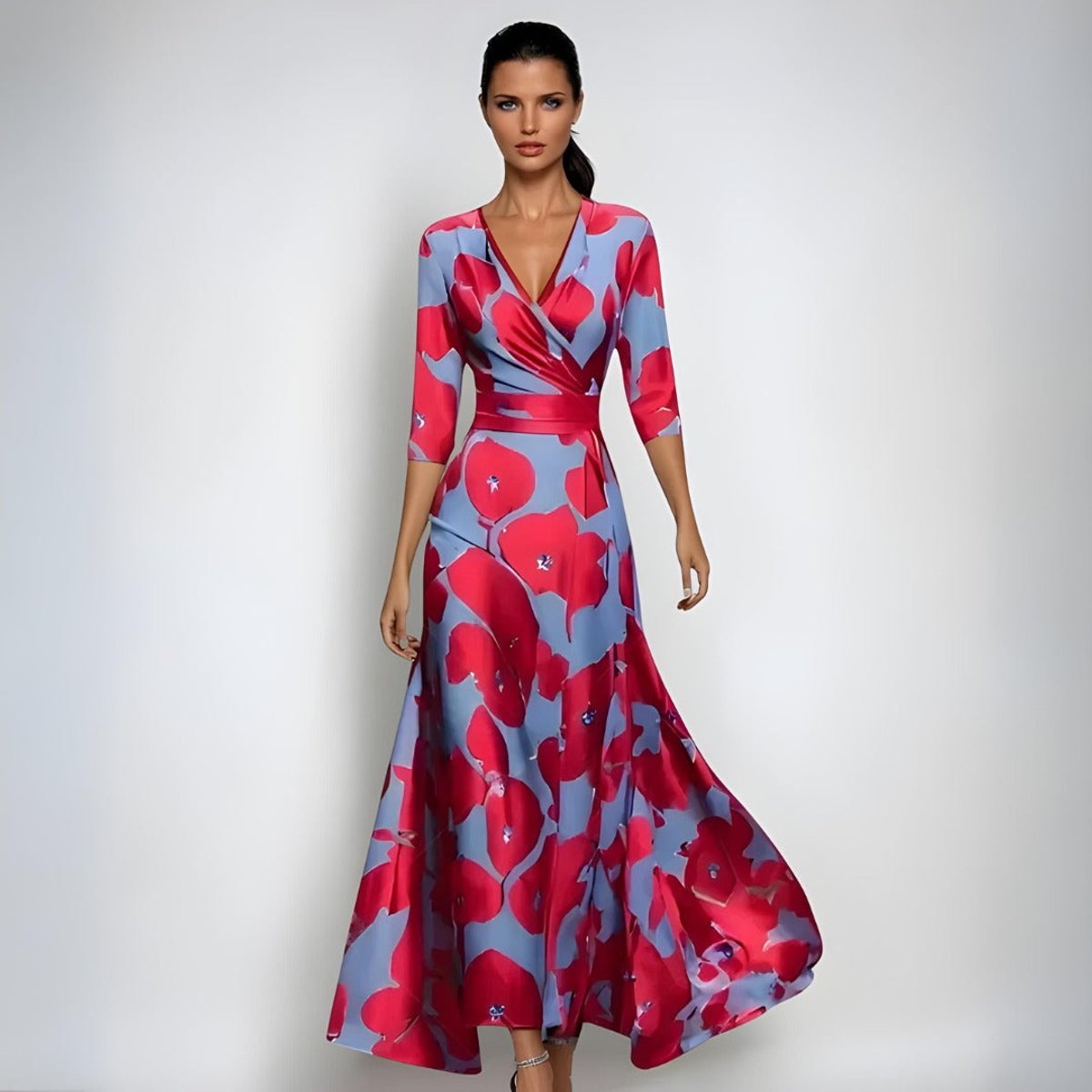 Mila | Moeder van de bruid jurk bloemenprint wikkel maxi-jurk
