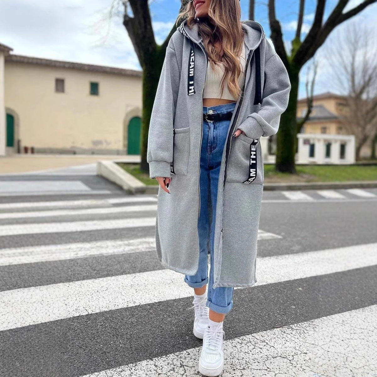 Lotte | Oversized Longline Hoodie Women Coat met Rits