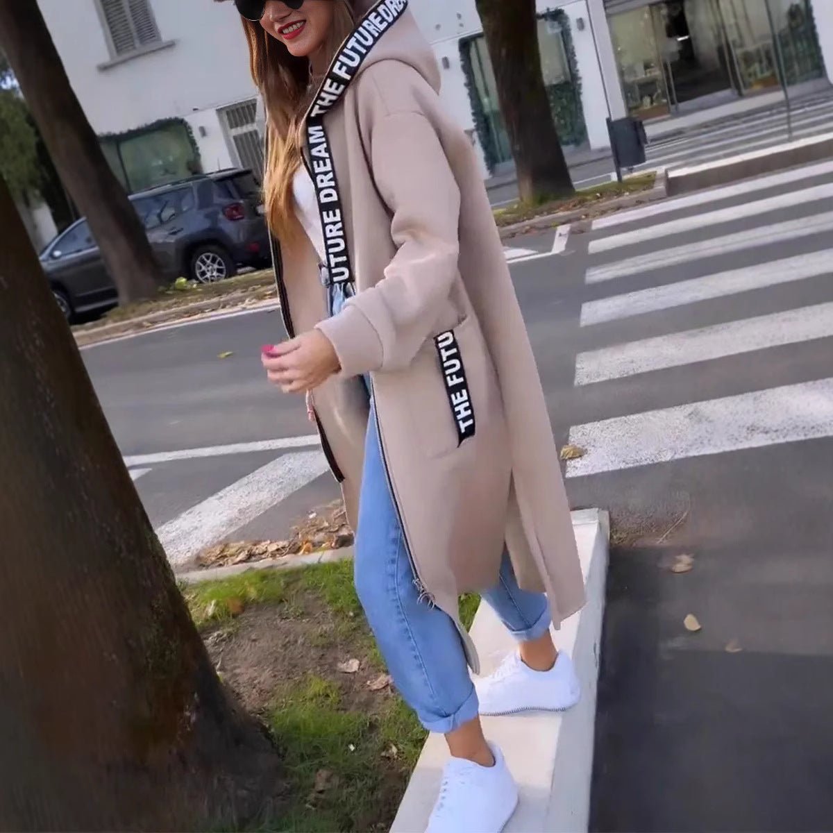 Lotte | Oversized Longline Hoodie Women Coat met Rits