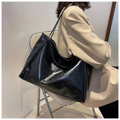 Emma | Retro PU-leren ruime tote bag dames schoudertas