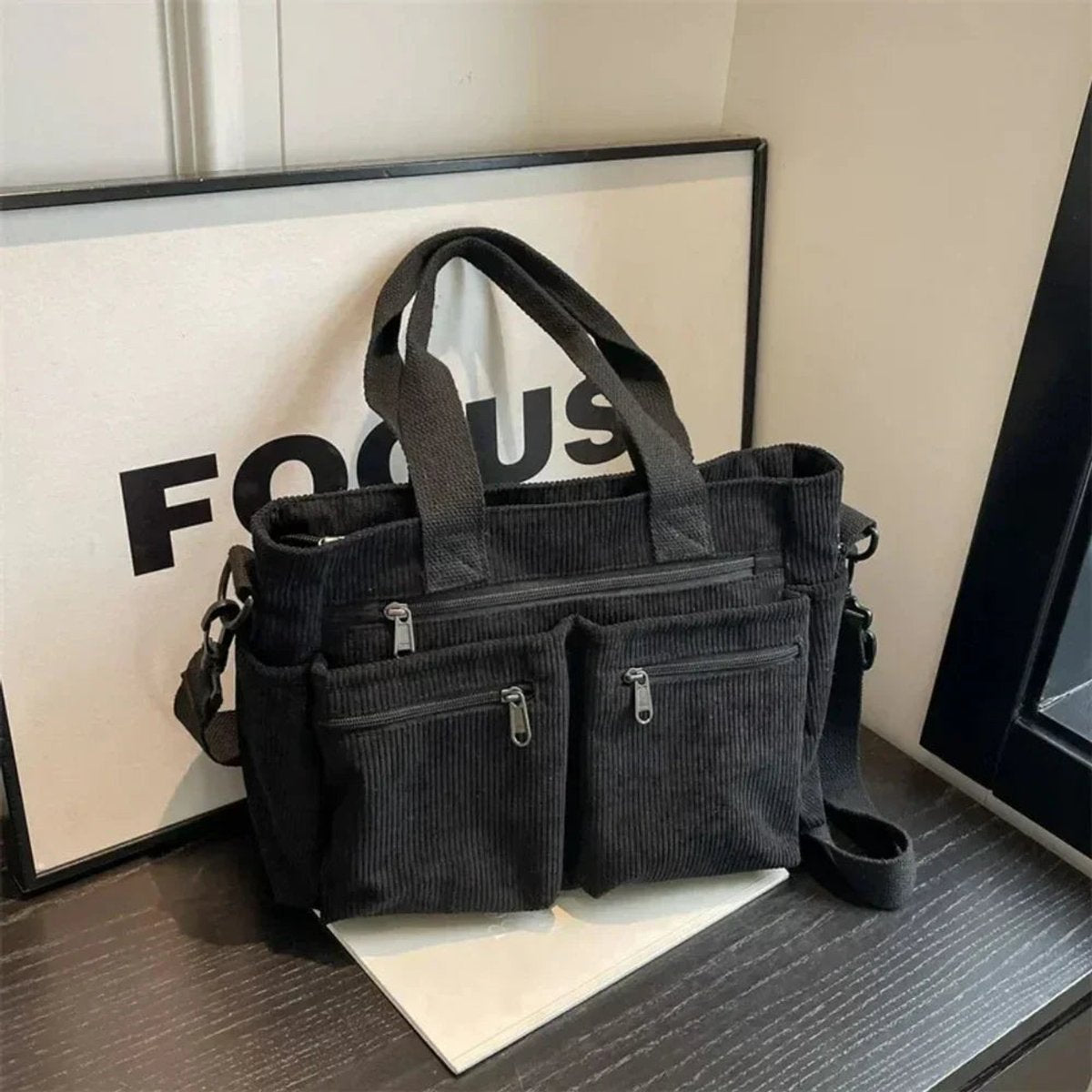 Lotte | Ribfluwelen Multivak Tote Bag Dames Schoudertas
