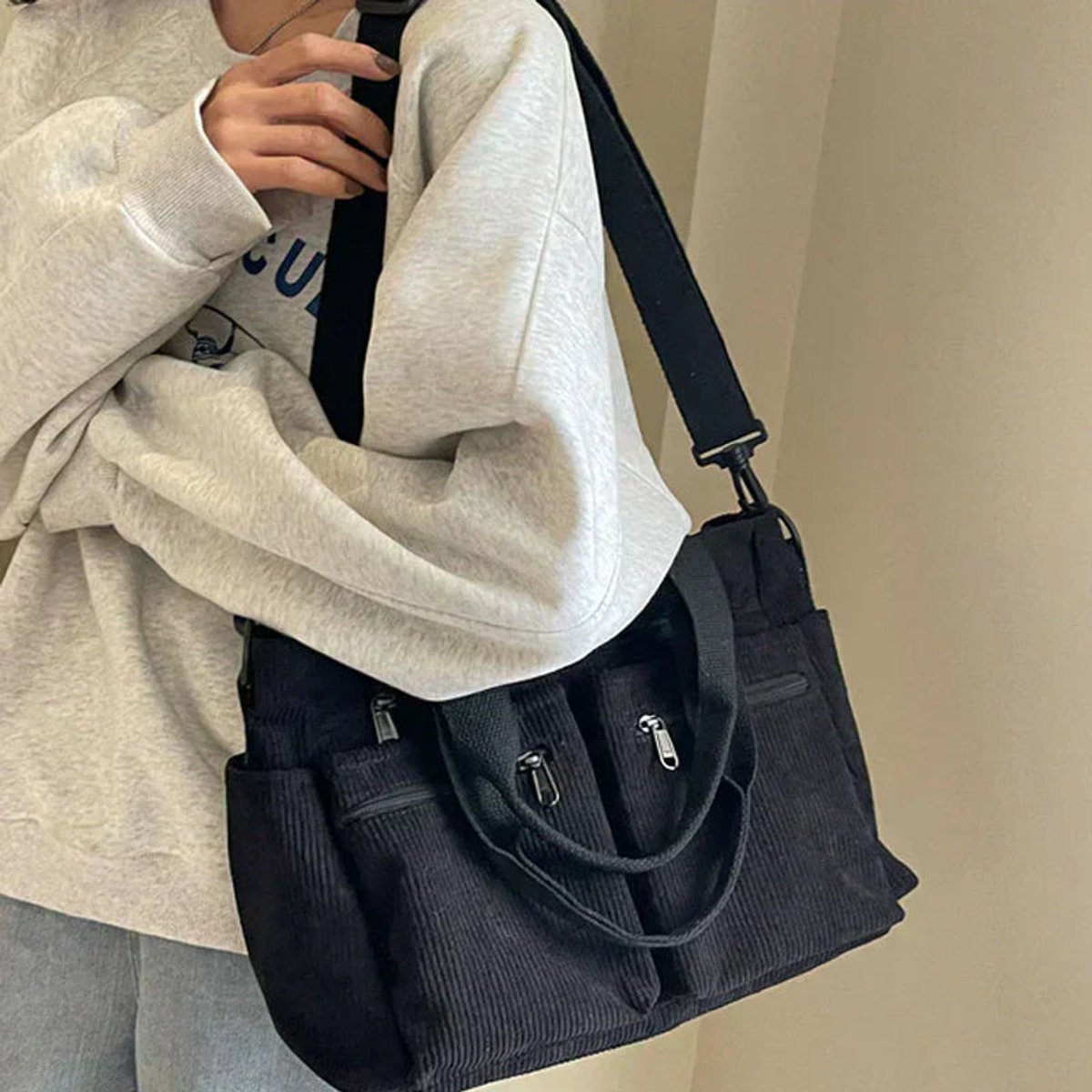 Lotte | Ribfluwelen Multivak Tote Bag Dames Schoudertas