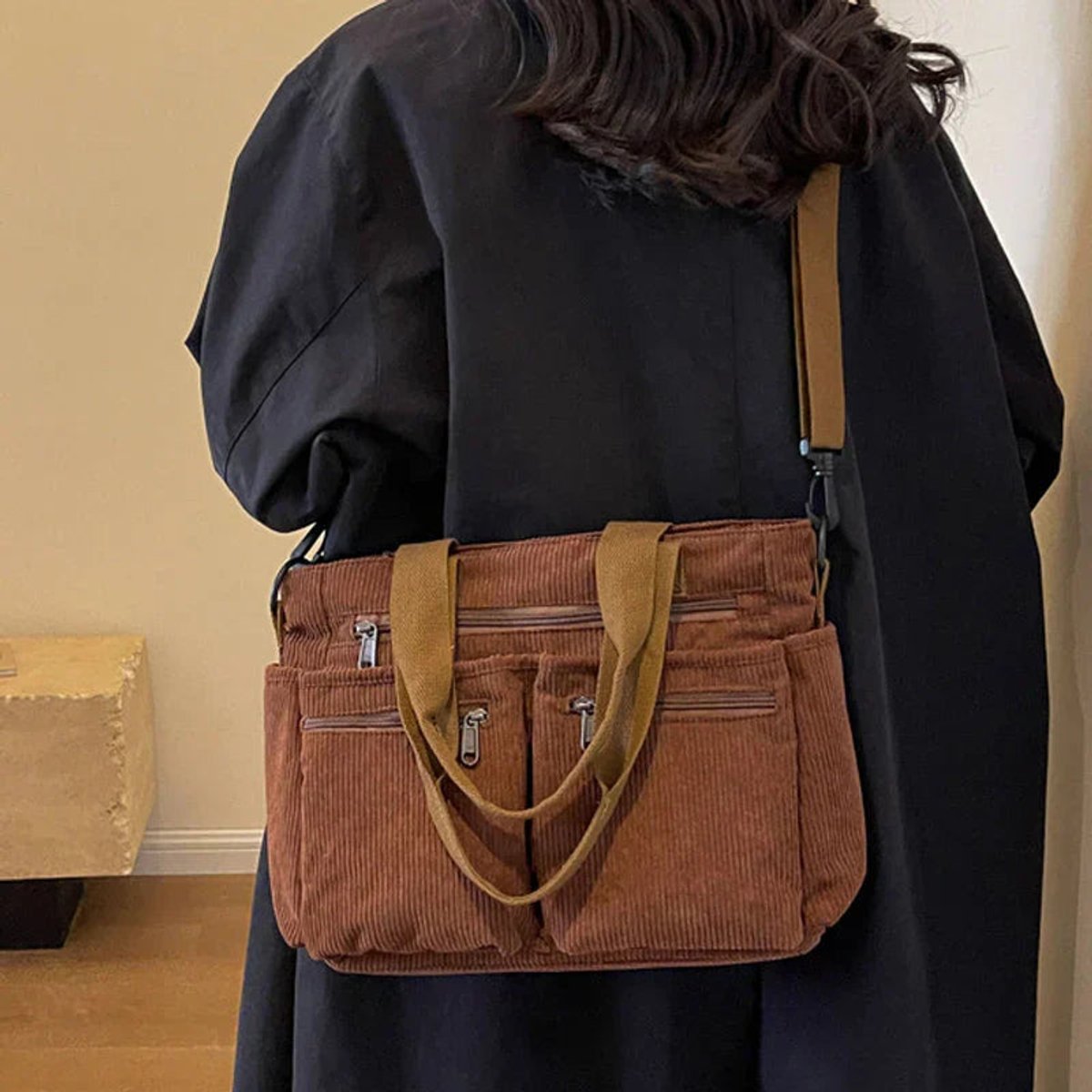 Lotte | Ribfluwelen Multivak Tote Bag Dames Schoudertas