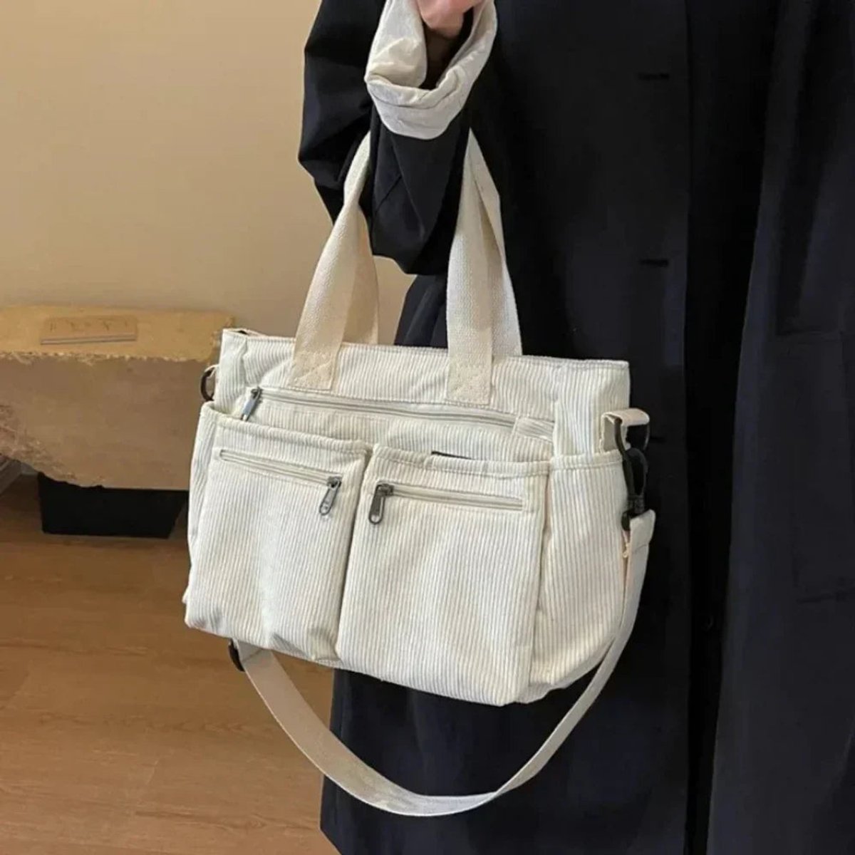 Lotte | Ribfluwelen Multivak Tote Bag Dames Schoudertas