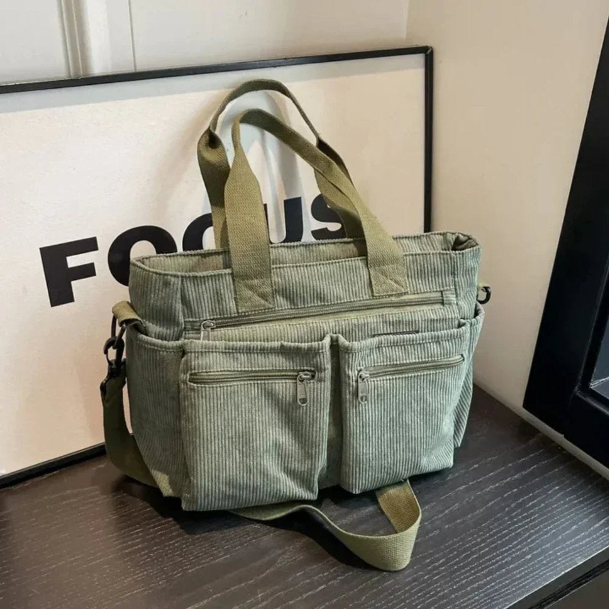 Lotte | Ribfluwelen Multivak Tote Bag Dames Schoudertas