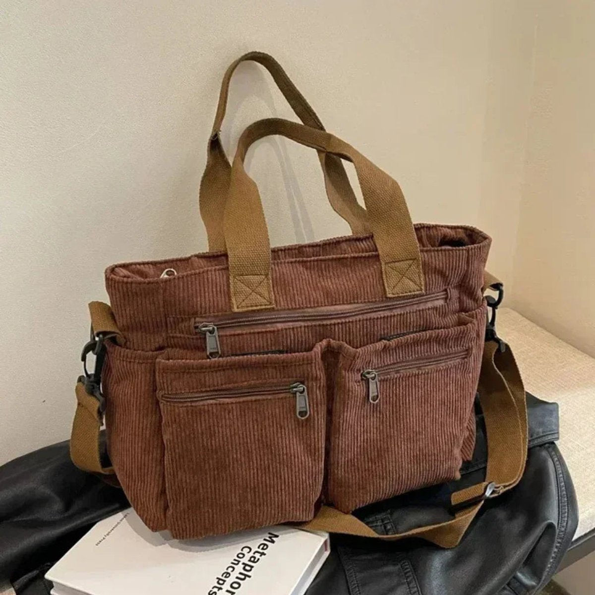Lotte | Ribfluwelen Multivak Tote Bag Dames Schoudertas