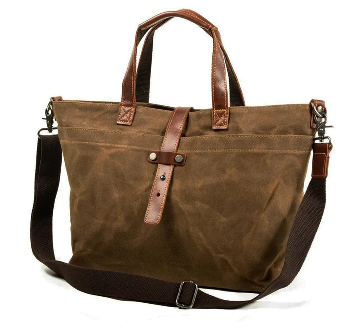 Bram | Unisex Gewaxed Canvas Leren Tote Bag Waterdicht