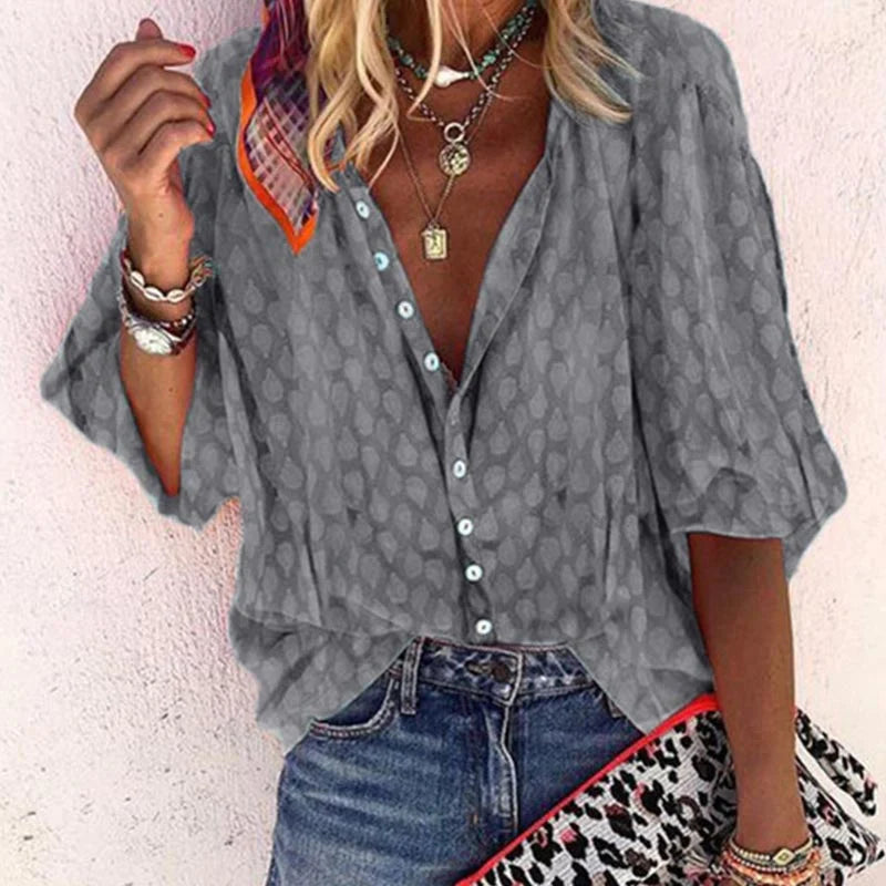 Faith | Women Printed Button Down Casual Blouse