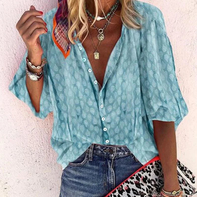 Faith | Women Printed Button Down Casual Blouse