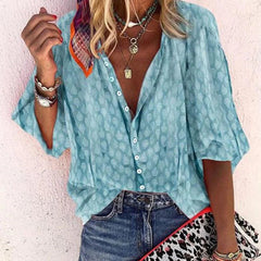 Faith | Women Printed Button Down Casual Blouse
