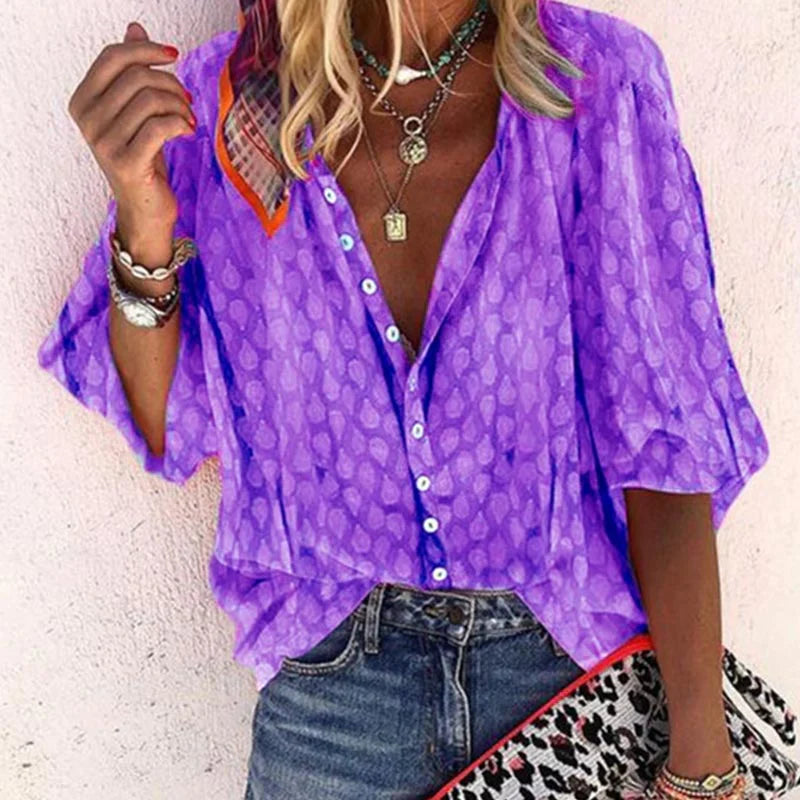 Faith | Women Printed Button Down Casual Blouse