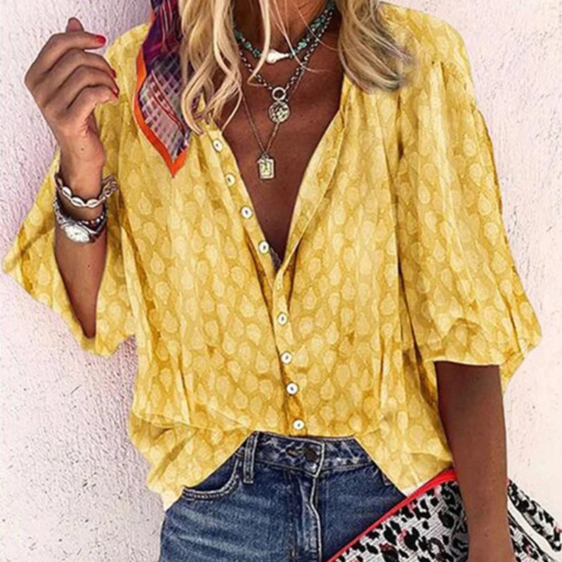 Faith | Women Printed Button Down Casual Blouse