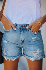 Amber | Dames Versleten Denim Casual Zomershorts