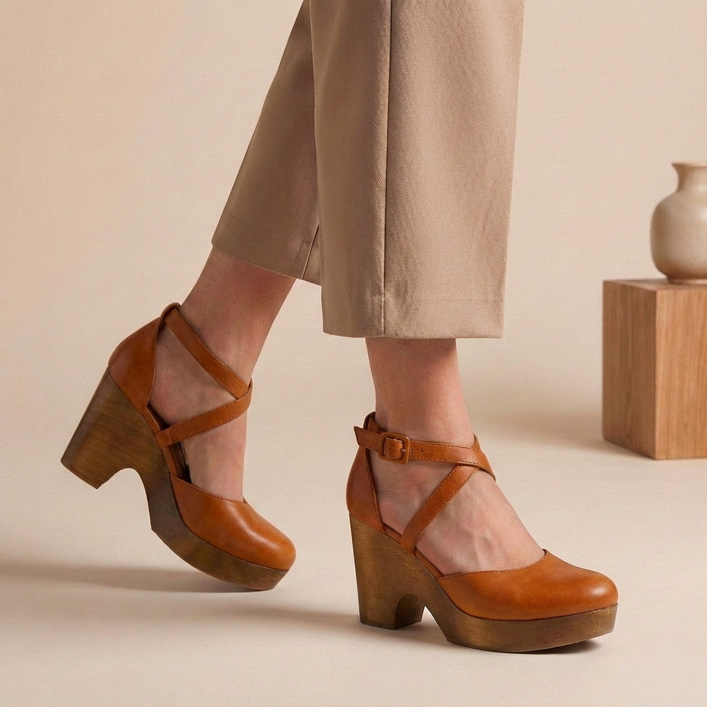 Genevieve | Dames Platform Hakken Met Bandjes En Blokhak