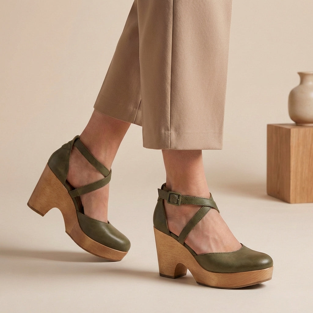 Genevieve | Dames Platform Hakken Met Bandjes En Blokhak