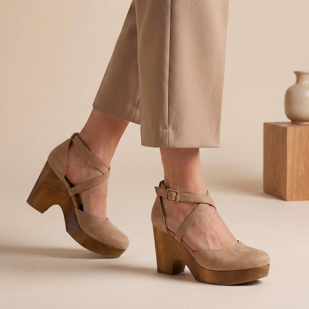 Genevieve | Dames Platform Hakken Met Bandjes En Blokhak