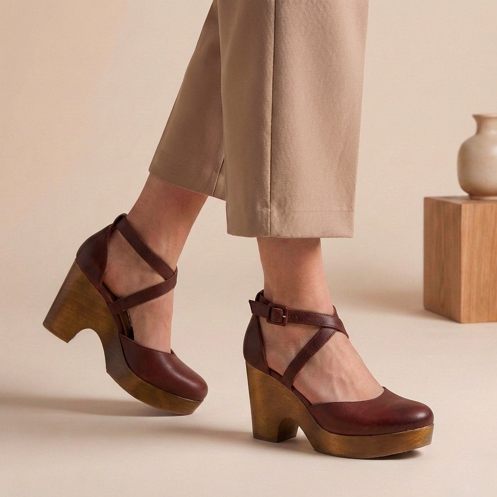 Genevieve | Dames Platform Hakken Met Bandjes En Blokhak