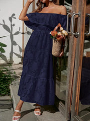 Athena | Dames Off Shoulder Gelaagde Maxi Jurk Voor Bruiloftsgasten