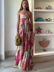 Faye | Dames Strapless Bloemen Maxi Jurk Voor Bruiloftsgasten