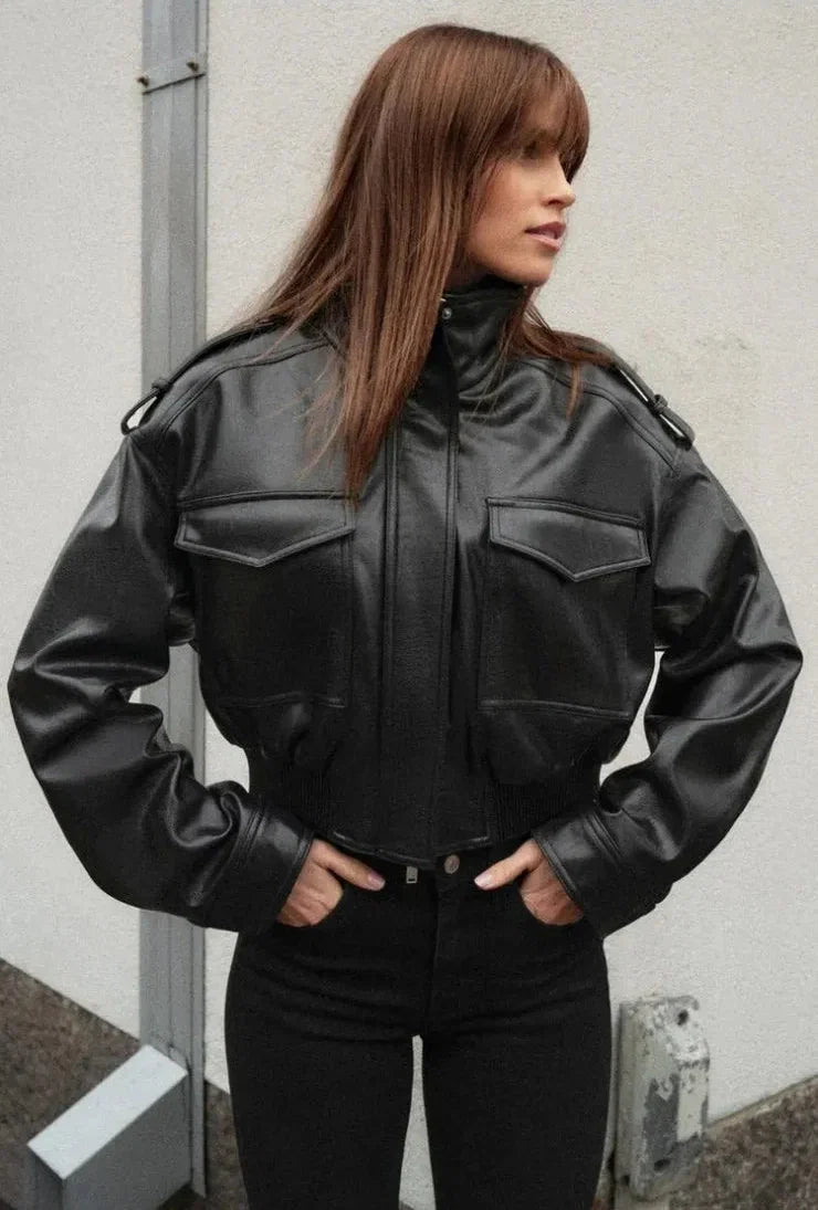 Gwen | Dames Bikerstijl Jas Met Ritssluiting