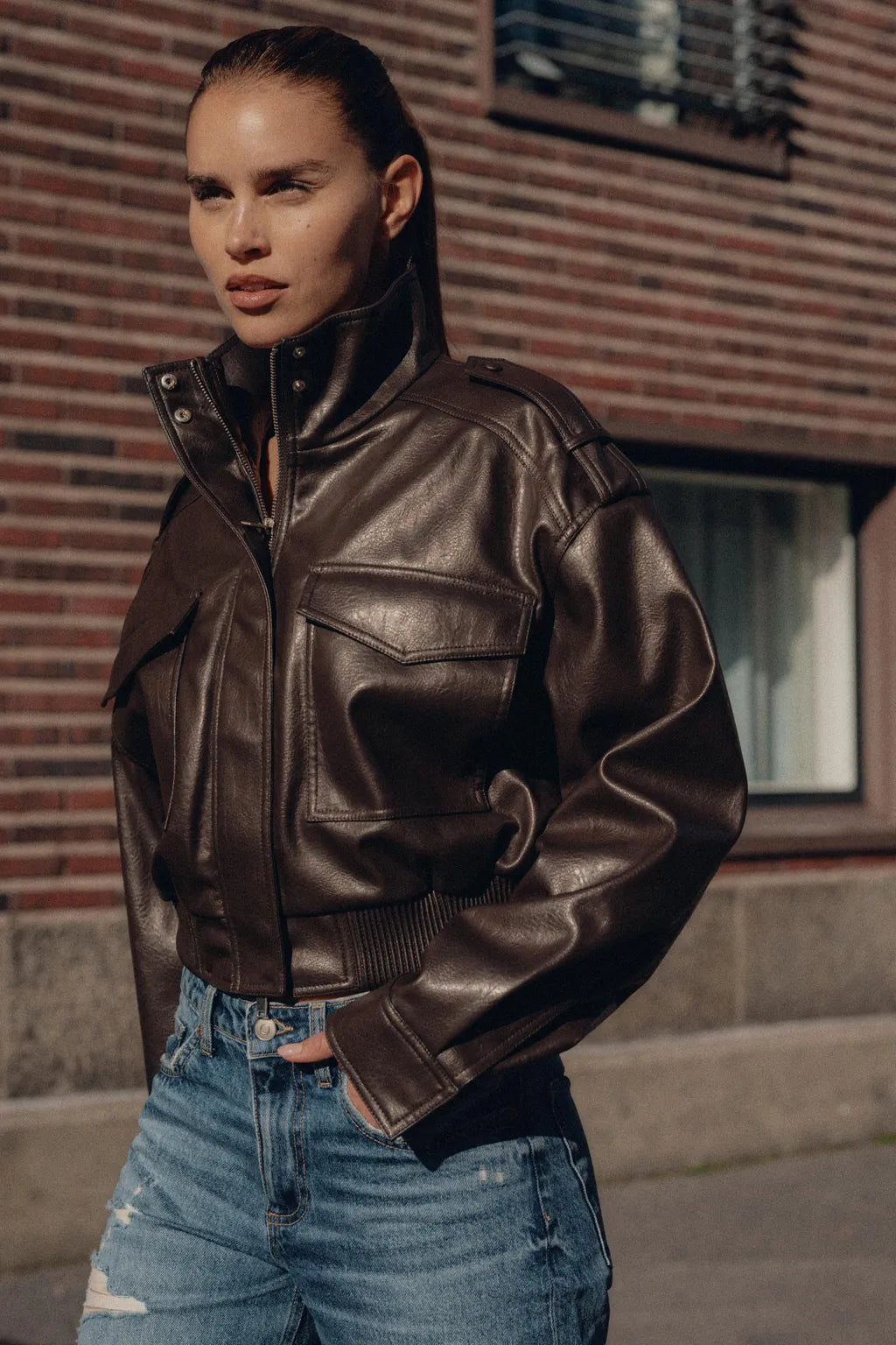 Gwen | Dames Bikerstijl Jas Met Ritssluiting